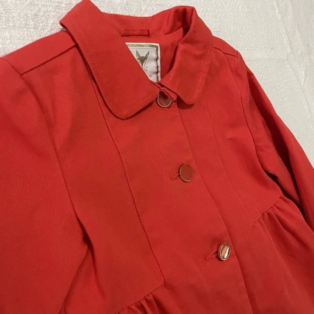 Gymboree Orange Red‎ Holidays Christmas Rain Jacket Girls Small 5/6 School
